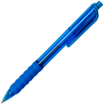 Pix cu mecanism de 1 MM, Aihao BP201V, cu mina albastra, grip de cauciuc, corp transparent albastru, din plastic, 14.5 CM